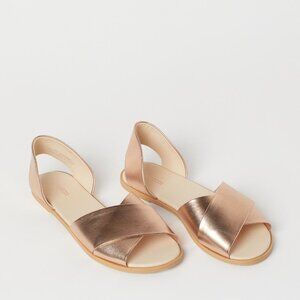 H&M Divided Slip On Rose Gold Sandals Size 6